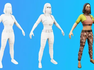 3D Female Terrorist Pack Game Ready AR VR Lowpoly Low-poly 3D model