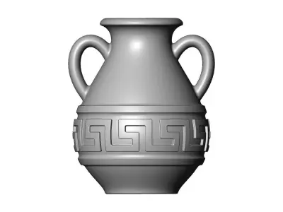 Greek key pattern roman urn and vase 3D print model