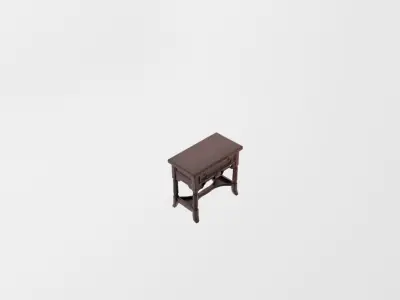 Traditional Dark Wood Side Table Night Stand Low-poly 3D model