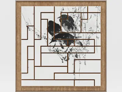 Painting Frame - Bird Design - 3D Wall Art Model Low-poly 3D model