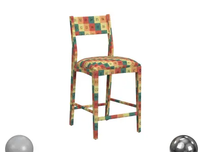 ROONEY LEATHERWOOD 26 COUNTER STOOL JET BLACK 3D model