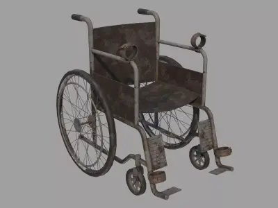 Abandoned Wheelchair Low-poly 3D model