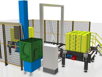 Wrapping And Strapping Pallet - Process Line Packaging Low-poly 3D model