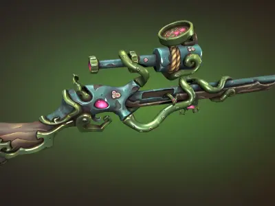 Octupus sniper rifle Low-poly 3D model