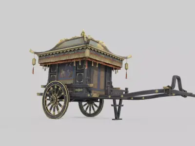 Asian ancient vehicle luxury carriage 3D model