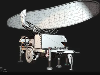 Low Poly PBR Sentinel Radar - Pulse Acquisition Radar  Low-poly 3D model