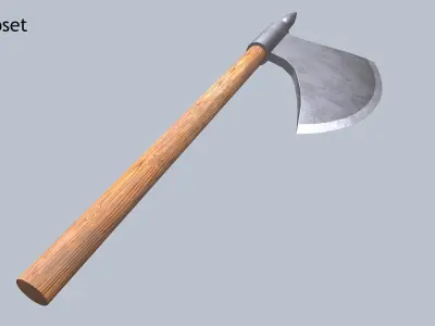 Battle Axe Low-poly 3D model 35