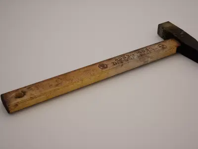 Hammer Low-poly with wooden handle Low-poly 3D model