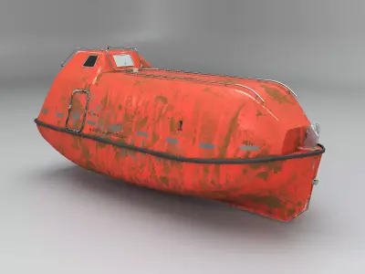 Old Aged Lifeboat Marine Rescue Vessel model Low-poly 3D model