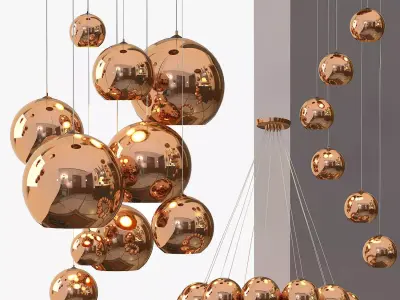 Copper Shade Chandelier 3D model