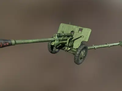 Soviet cannon ZIS 3 Low poly 3D model Low-poly 3D model