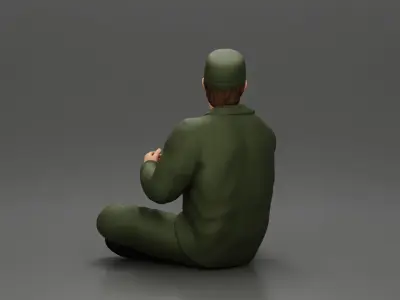 Jamie Farr sitting while eating breakfast in the MASH series 3D print model