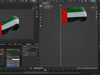 Animated United Arab Emirates UAE Flags 3D model