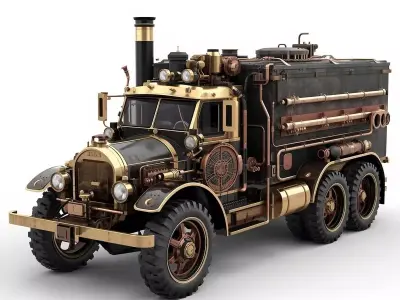 Steampunk Military Supply Truck 3D Model Low-poly 3D model by Choco-Bear
