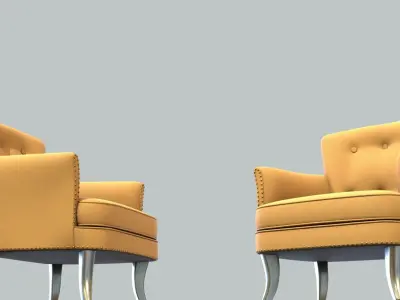 Vintage Chair Camel Wool Upholstery Zinc Legs 3D model