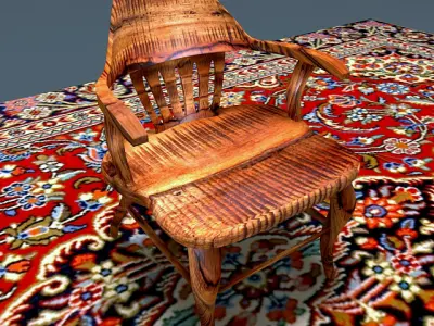 Antique Elm Wood Chair 3D model