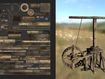 Medieval Treadwheel Crane Low-poly 3D model purchase
