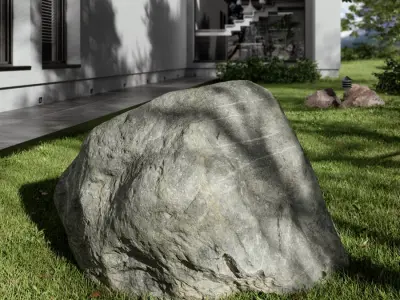  Pale Cool Toned Smooth Large Rock Boulder Model 