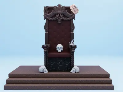 chair throne with skulls 3D model