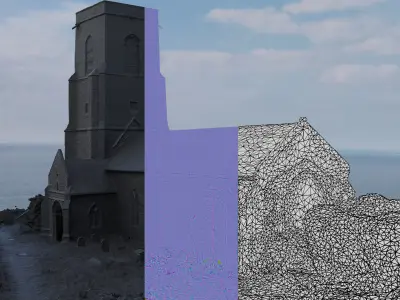 Dilapidated  Church Low-poly 3D model