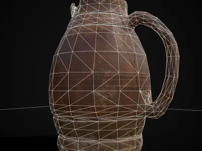 Cracked Clay Jug Low-poly 3D model