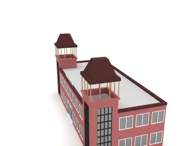 Low Poly Cartoon Museum Low-poly 3D model