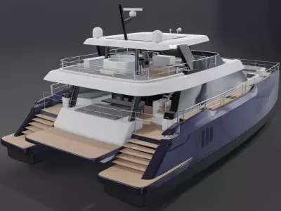 3D model 80 power catamaran Yacht beautiful Rendering PBR 3D model