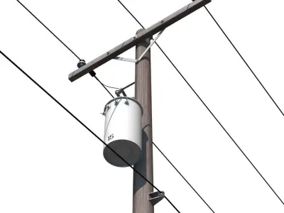 Accurate Utility Pole with Transformer 3D model