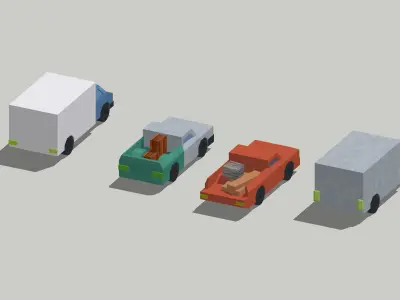 Pick Up and Trucks by Outland Models Low-poly 3D model