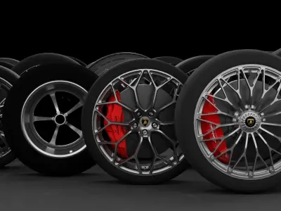 43 High Quality Rims with wheels and calipers 3D model