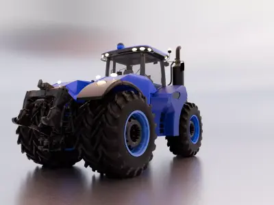 Modern Heavy Duty Blue Tractor 3D Model Low-poly 3D model