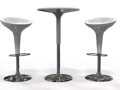 High table and stool - Bar set 1 3D model