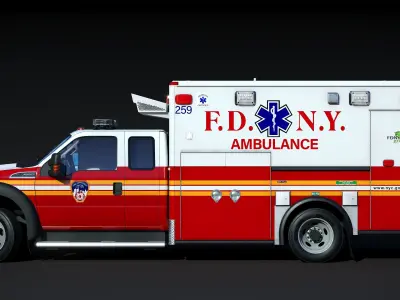 Ambulance EMS FDNY  Low-poly 3D model