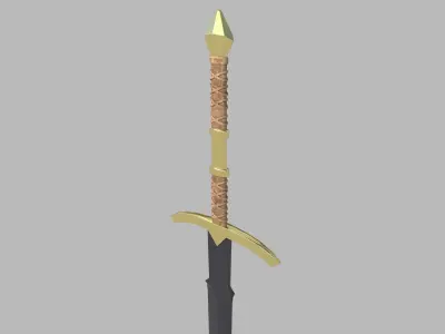 Realistic Medieval Long Sword Low-poly 3D model