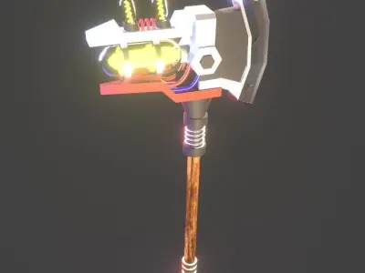 Simple stylized Battle Axe Low-poly 3D model