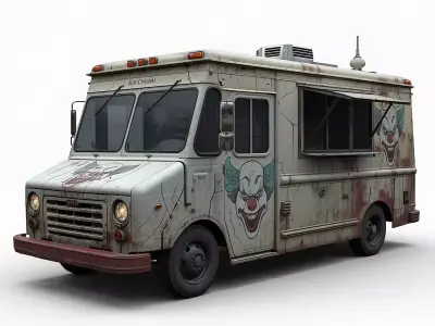 Possessed Clown Ice Cream Truck 3D Model Low-poly 3D model