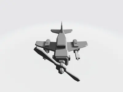 Box propeller plane  Low-poly 3D model