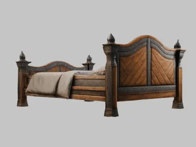Medieval Bed Low-poly 3D model purchase