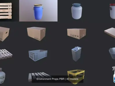 Environment Props PBR 3D Model Pack