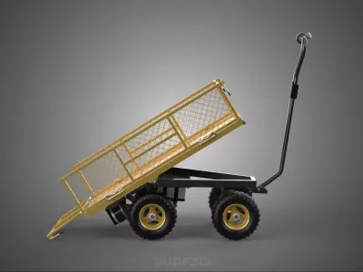 ELECTRIC MOTOR TIPPER TILTING TILT UNLOAD BED TROLLEY CART WAGON 3D model