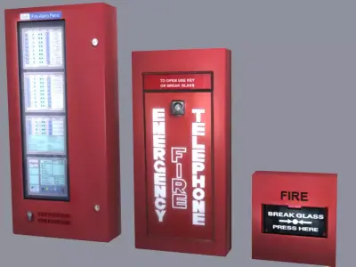 Fire Alarm System Low Poly Low-poly 3D model