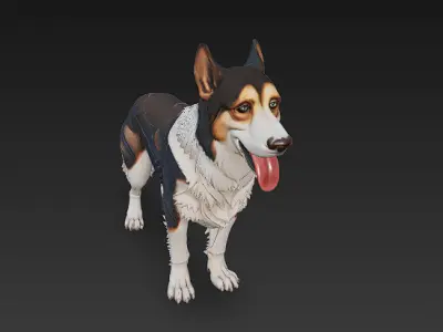 Dog Realistic 3D Model Basic - Low Poly Realistic Low-poly 3D model
