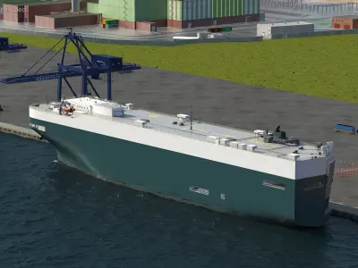 Car Carrier Cargo Ship Rigged 3D model