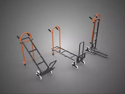 TRI WHEEL STAIR CLIMBING CLIMBER CONVERTIBLE FOLDING HAND TRUCK 3D model