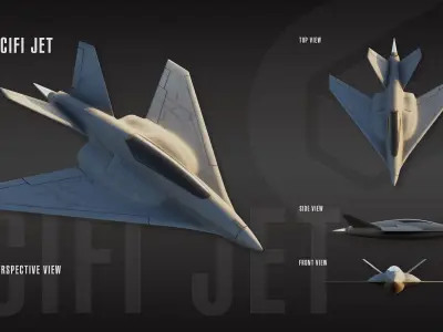 Sci-Fi Jet Ships Collection Low-poly 3D model