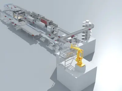 Milk Packaging - Palletizing Equipment Production Line 3D model