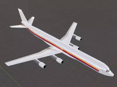Fictional Quad Engine 1950s Jetliner DC-8-61 Inspired Low-poly 3D model