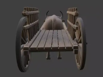 Realistic Indian Bullock Cart 3D Model 3D model