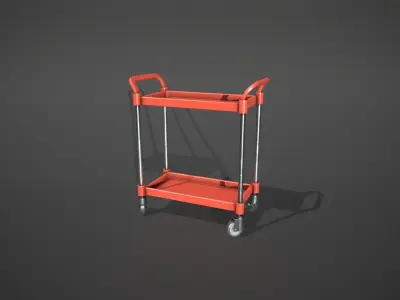 Red Service Cart Low-poly 3D model