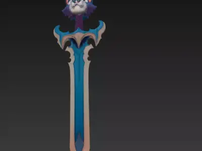 Wolf Head Sword-Stylized Fantasy 3D Model for Print-CGI 3D model